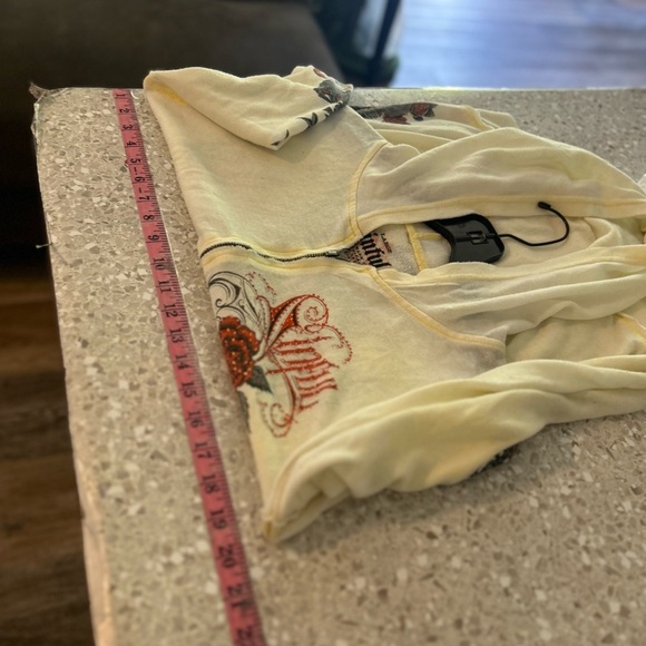 Sinful Y2K, ombre, yellow, and white zip up hoodie size large - Picture 5 of 13